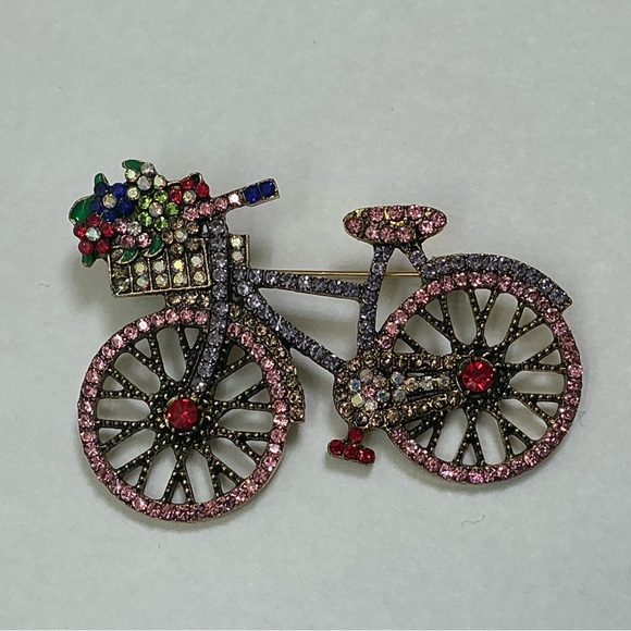 Pink and Purple Bicycle Brooch - Picture 3 of 6